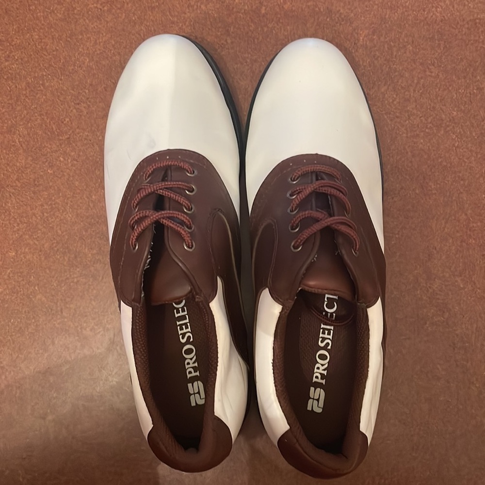 Pro Select 1805 Men’s Brown and White Saddle Spikeless Golf Shoes Size 8.5 - Picture 4 of 6